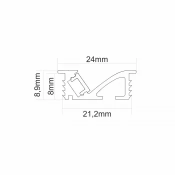 Alu Profil Asym Mini eloxiert für LED Streifen